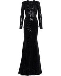 Dolce & Gabbana Sequined Lace Bustier Gown - Black
