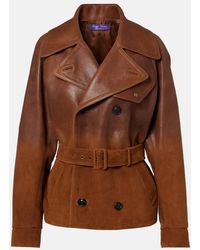Ralph Lauren - Double-Breasted Leather Jacket - Lyst