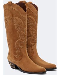 Etro - Logo Suede Cowboy Boots - Lyst