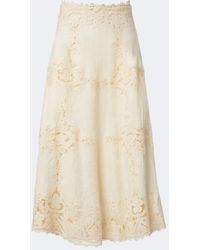 Ulla Johnson - Fleur Crochet-Trimmed Linen Midi Skirt - Lyst