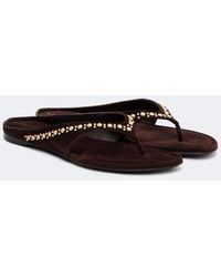 Herbert Levine - Sun-Kissed Embellished Suede Thong Sandals - Lyst