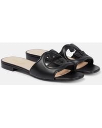 Gucci - Interlocking G Cut-out Leather Sliders - Lyst
