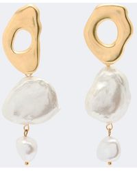 YSSO - Delos Pearl 24Kt-Plated Drop Earrings - Lyst
