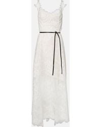 Oscar de la Renta - Marbled Carnation Guipure Lace Bustier Gown - Lyst