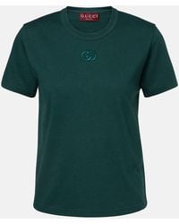 Gucci - Cotton T-Shirt With Gg Incrocio Logo Detail - Lyst