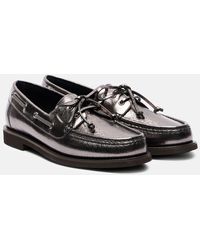 Brunello Cucinelli - Bootsschuhe Monili Aus Metallic-Leder - Lyst