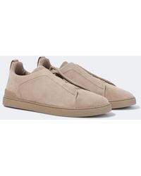 ZEGNA - Triple Stitch Suede Slip-On Sneakers - Lyst