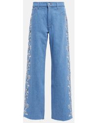 Magda Butrym - Embroidered Wide-leg Jeans - Lyst