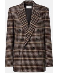 Saint Laurent - Checked Double-Breasted Wool Blazer - Lyst