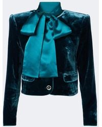retroféte - Alto Cropped Scarf-Detail Velvet Jacket - Lyst