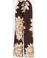 SIR. - Floral Silk Satin Wide-Leg Pants - Lyst
