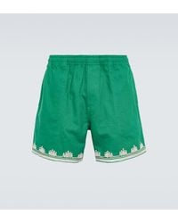 Bode - Ripple Embroidered Cotton Shorts - Lyst