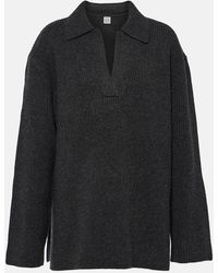 Totême - Ribbed-knit Wool Polo Sweater - Lyst