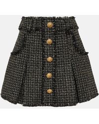 Balmain - Minigonna in tweed con pieghe - Lyst