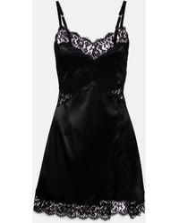 Dolce & Gabbana - Lace-Trimmed Satin Slip Dress - Lyst