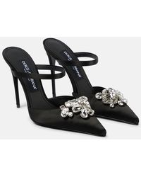 Dolce & Gabbana - Mules de saten adornados con cristales - Lyst