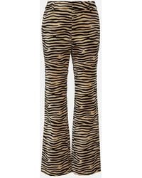 Rabanne - Tiger-Print Cotton Twill Flared Pants - Lyst