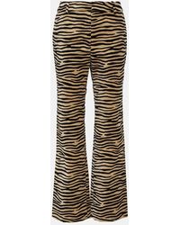 Rabanne - Tiger-print Cotton Twill Flared Pants - Lyst