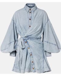 Zimmermann - Denim Rebellion Wrap Mini Dress - Lyst