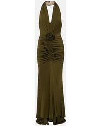 Blumarine - Floral-Applique Ruched Maxi Dress - Lyst