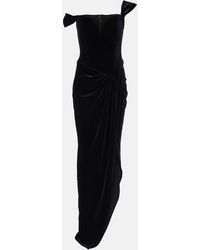 Alex Perry - Asymmetric Velvet Bustier Gown - Lyst