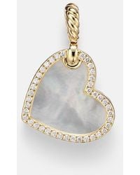 David Yurman - Dy Elements Heart 18Kt Pendant With Diamonds And Pearl - Lyst