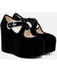 Alaïa - Wedges Criss Cross 110 Aus Samt - Lyst