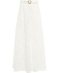 Zimmermann Exclusive To Mytheresa – Floral Linen And Silk Maxi Skirt - White