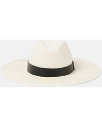Max Mara - Woven Leather-trimmed Panama Hat - Lyst