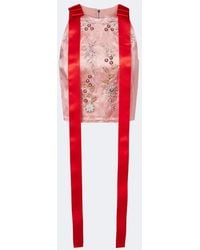 Erdem - Bow-Detail Embellished Satin Crop Top - Lyst