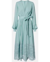 Elie Saab - Lace-Trimmed Silk-Blend Midi Dress - Lyst