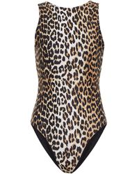 ganni leopard swimsuit