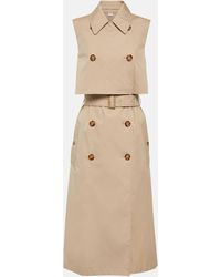Burberry - Double-breasted Cotton Blend Midi Dress - Lyst