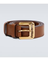 Miu Miu - Logo Leather Belt - Lyst
