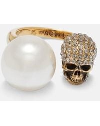McQueen - Ring Skull Mit Kristallen Und Zierperlen - Lyst