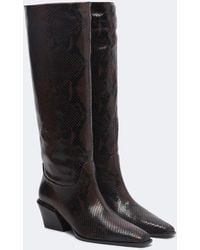 Paris Texas - Bettina Snake-Effect Leather Knee-High Boots - Lyst
