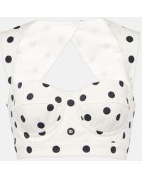 Dolce & Gabbana - Cotton Drill Bustier Top With Polka Dot Print - Lyst