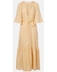 Eres - Audacieuse Belted Linen Maxi Dress - Lyst