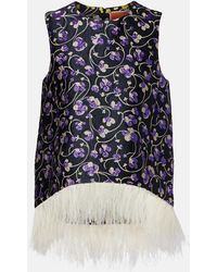 La DoubleJ - Top La Scala Aus Jacquard Mit Federn - Lyst