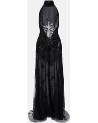 Blumarine - Embellished Georgette And Lace Maxi Dress - Lyst