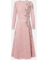 Costarellos - Marlena Embroidered Lace Midi Dress - Lyst