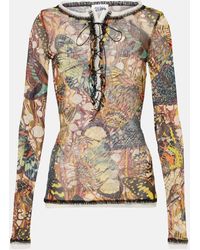 Jean Paul Gaultier - Printed Lace-trimmed Mesh Top - Lyst
