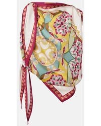 La DoubleJ - Florette Placee Asymmetric Silk Twill Top - Lyst
