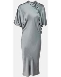 Rick Owens - Gathered Satin Midi Dress - Lyst