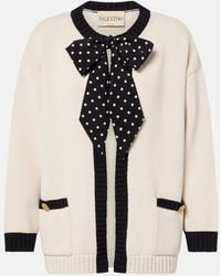 Valentino - Bow-Detail Cotton-Blend Cardigan - Lyst