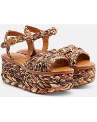 Robert Clergerie - Arty Raffia Platform Sandals - Lyst