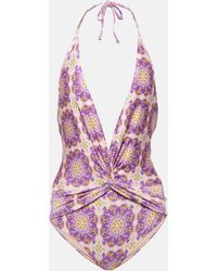 Adriana Degreas - Exotic Coral Printed Halterneck Swimsuit - Lyst