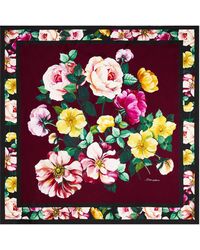 Dolce & Gabbana - Foulard en satin de soie a fleurs - Lyst