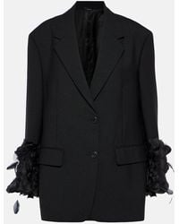 Prada - Feather-Trimmed Wool Blazer - Lyst