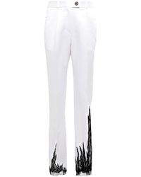 Peter Do Lace-trimmed Satin Straight Trousers - White